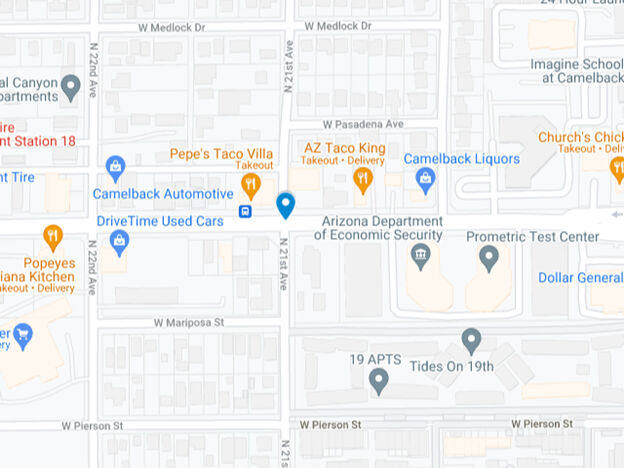 map of 21st ave and camelback.rd in north phoenix