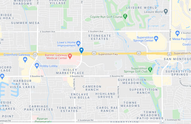 map of Higley Road at US 60