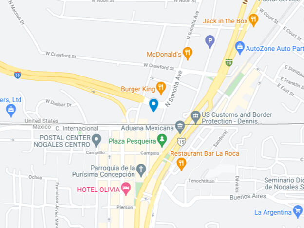 map of border parking lot near sonoita avenue in nogales