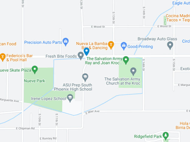 map of broadway road and 12th street in south phoenix