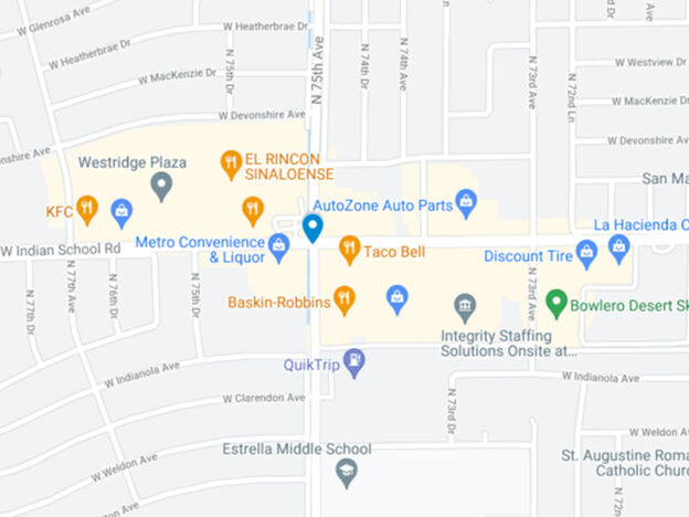 map of intersection 75th avenue and indian school road in west phoenix