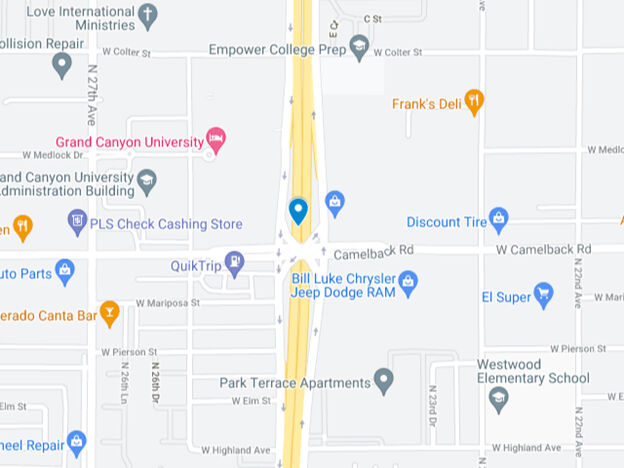 map of interstate 17 southbound lanes near camelback exit