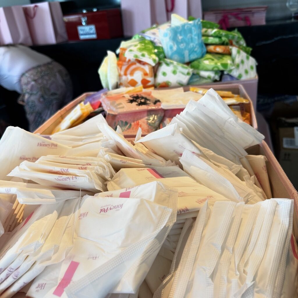 feminine hygiene products in a pile