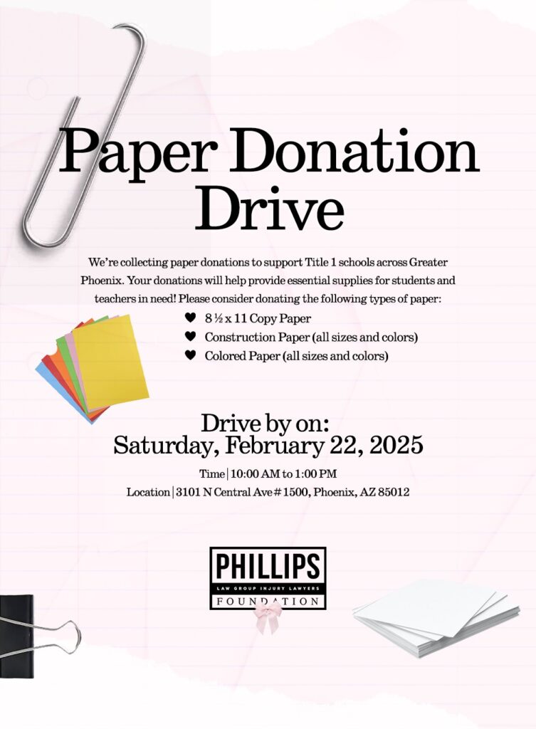 flyer for greater phoenix paper donation drive