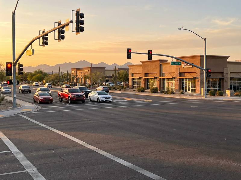 Traffic at a dangerous intersection in Mesa, AZ
