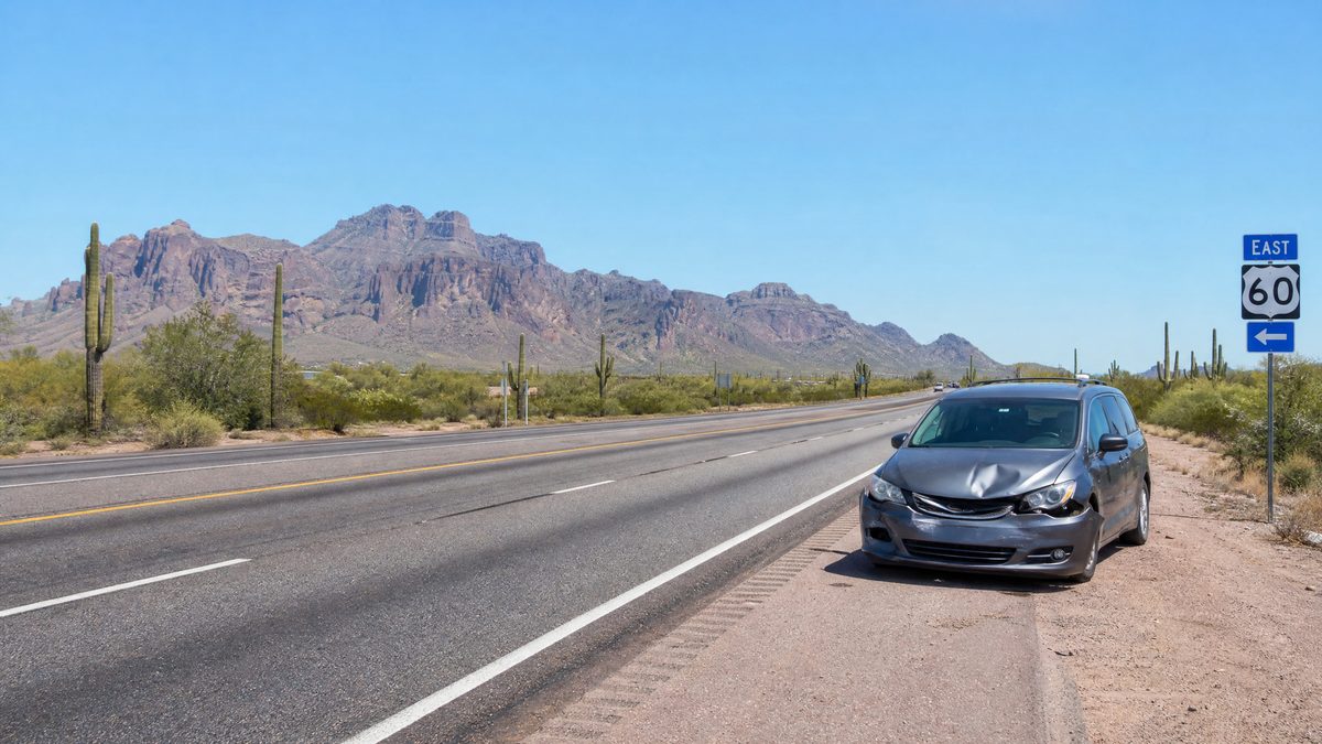 Car accident on US-60 near Apache Junction Arizona