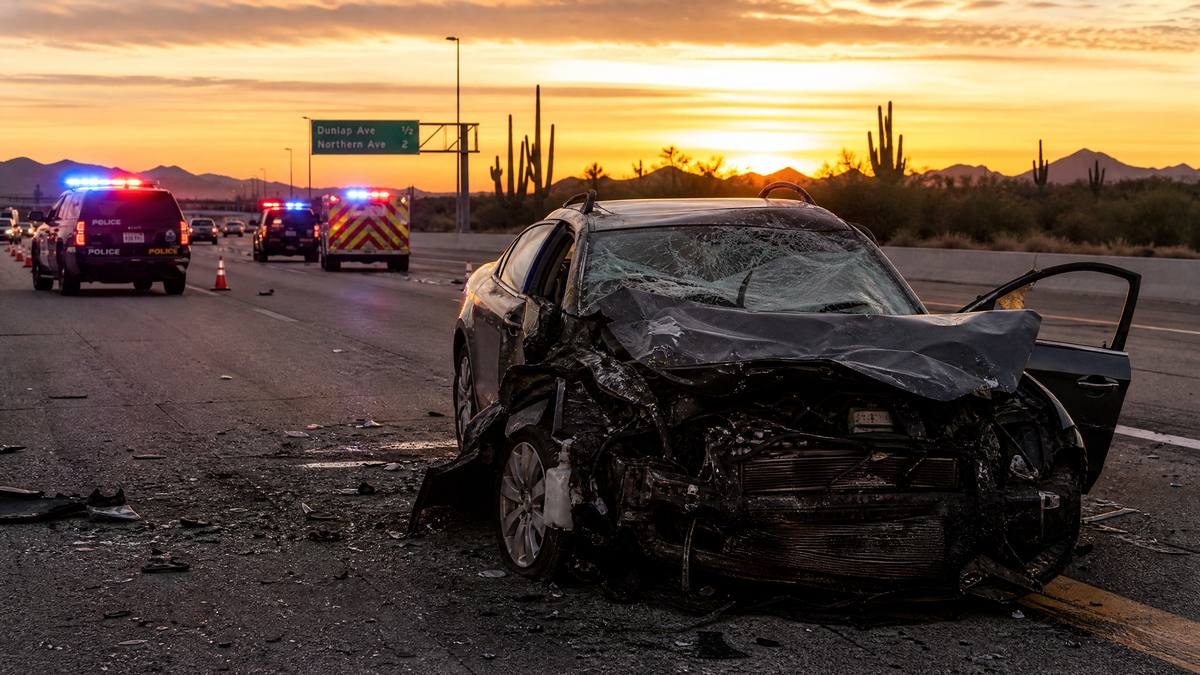 Catastrophic car accident scene in Phoenix Arizona