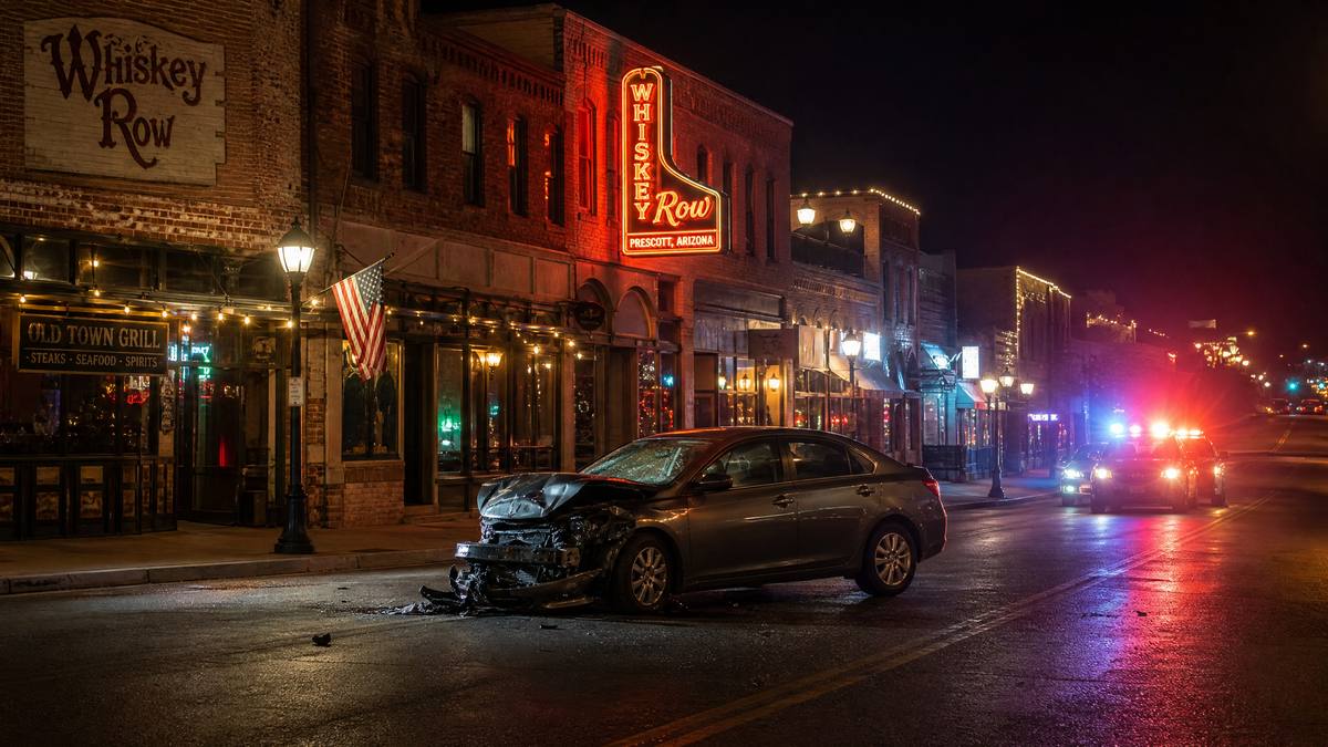 Drunk driving accident near Whiskey Row Prescott Arizona