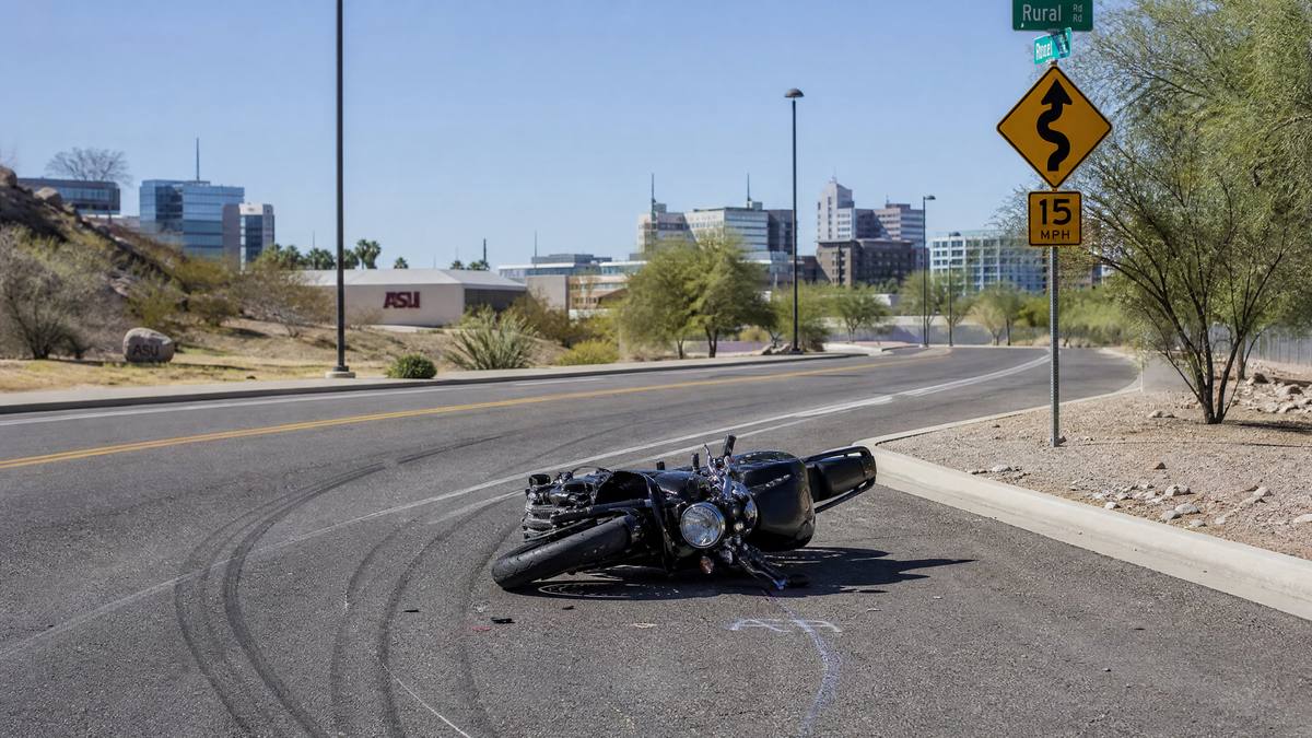 Motorcycle accident on Rural Road in Tempe Arizona