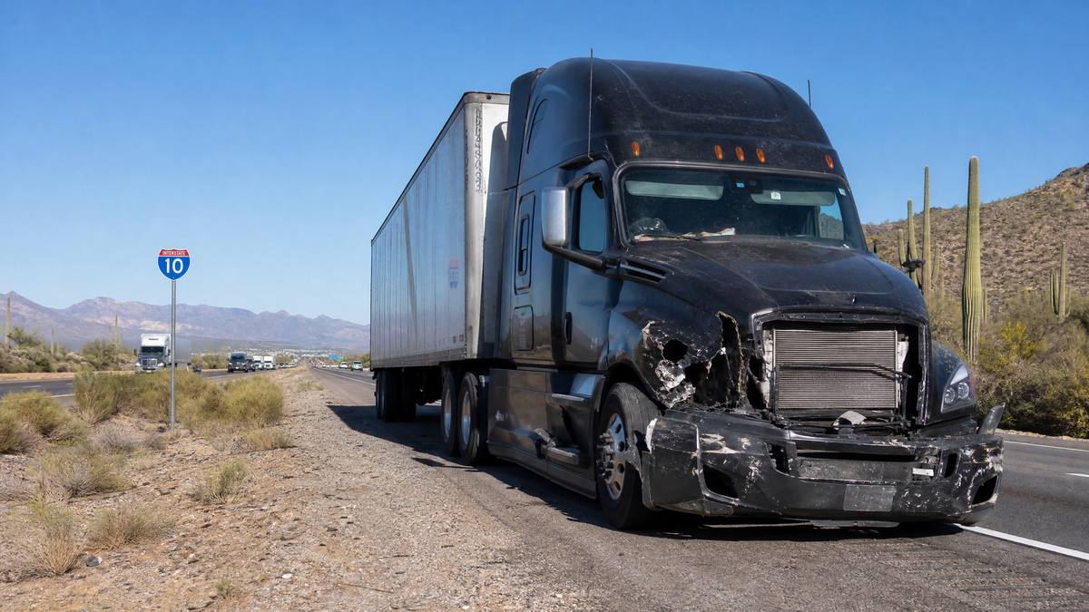 Commercial truck accident on I-10 through Tucson