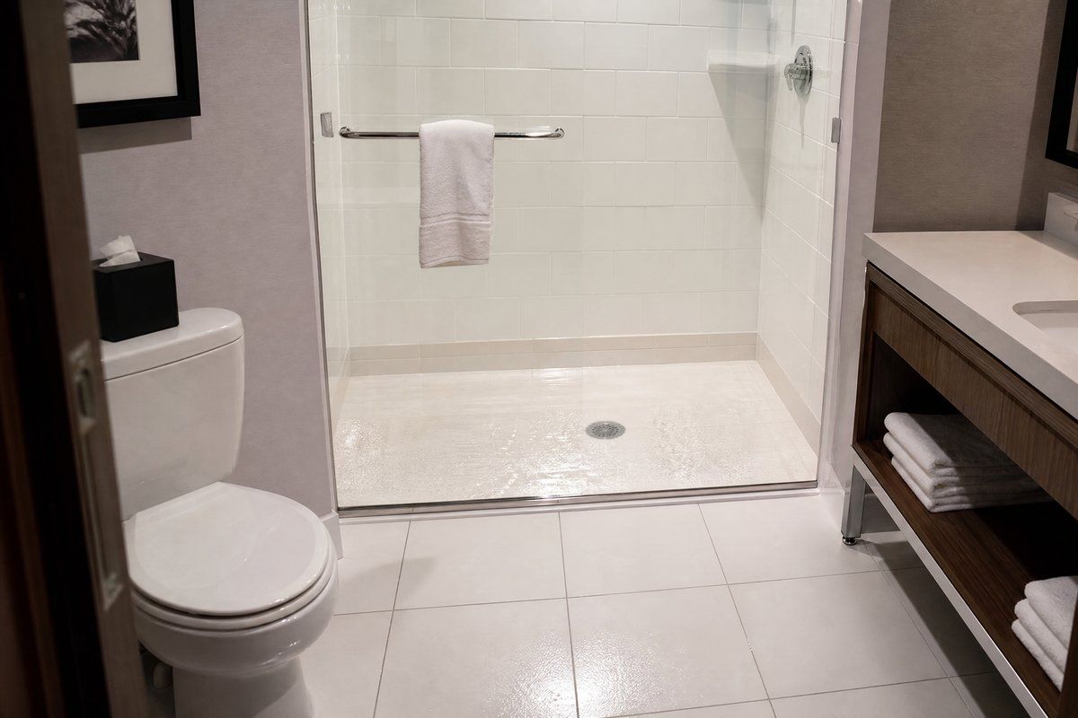 Hotel shower without non-slip mat or grab bars — Mesa Arizona premises liability