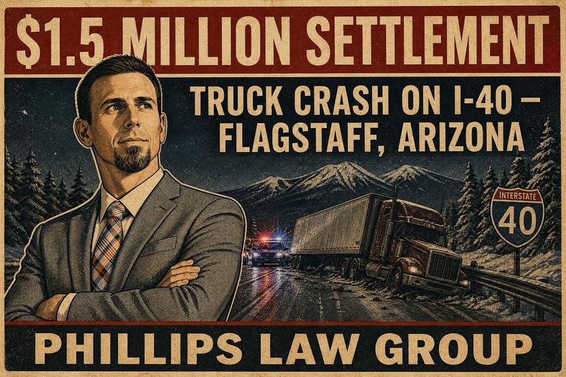 1.5 Million Settlement Recovered Truck Crash on I-40 Flagstaff Arizona Phillips Law Group Attorney Montana Thompson