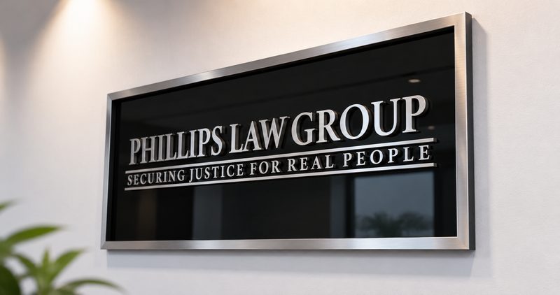 Phillips Law Group office sign in its Phoenix litigation office