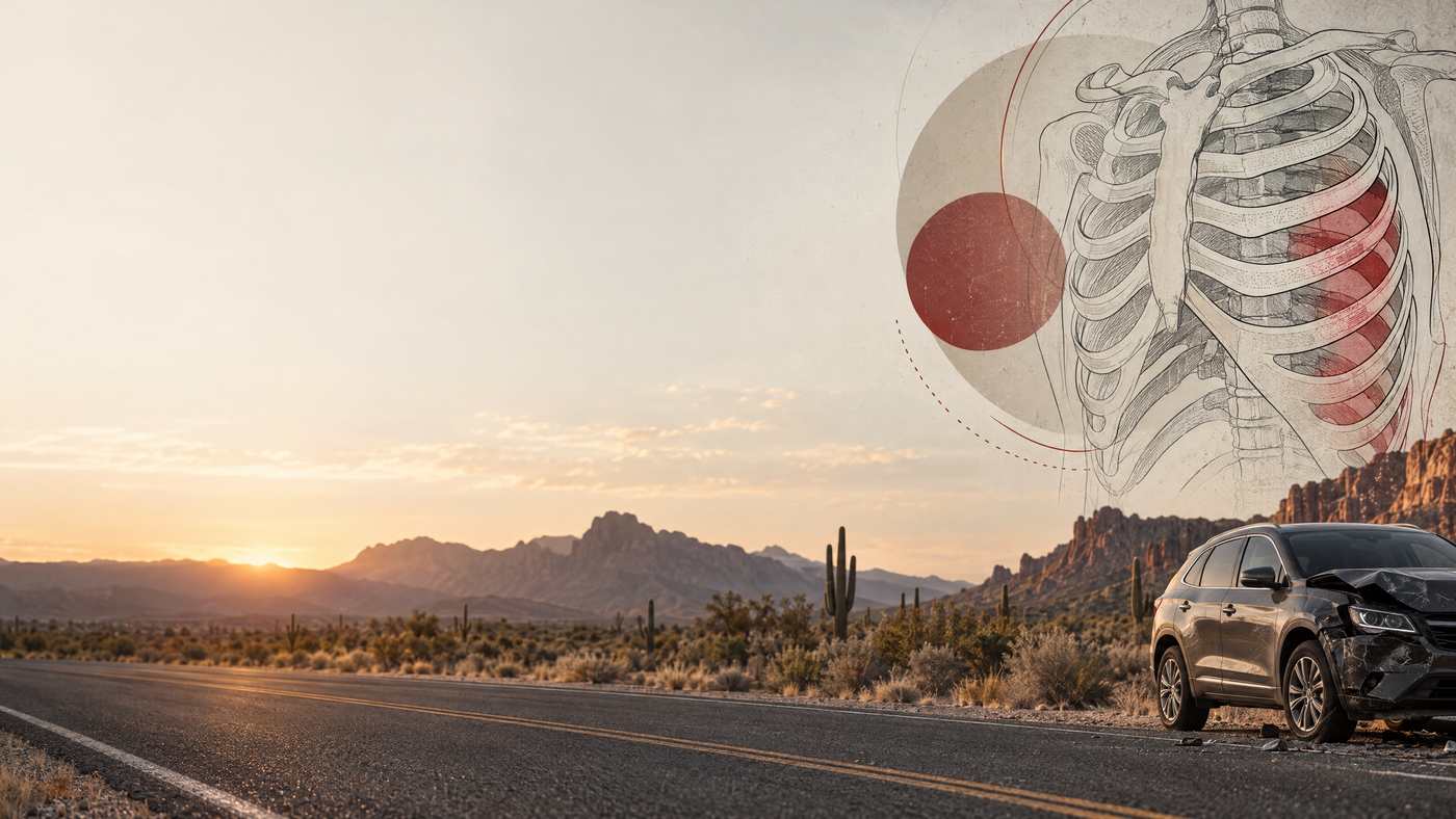 Arizona car accident and rib injury educational illustration