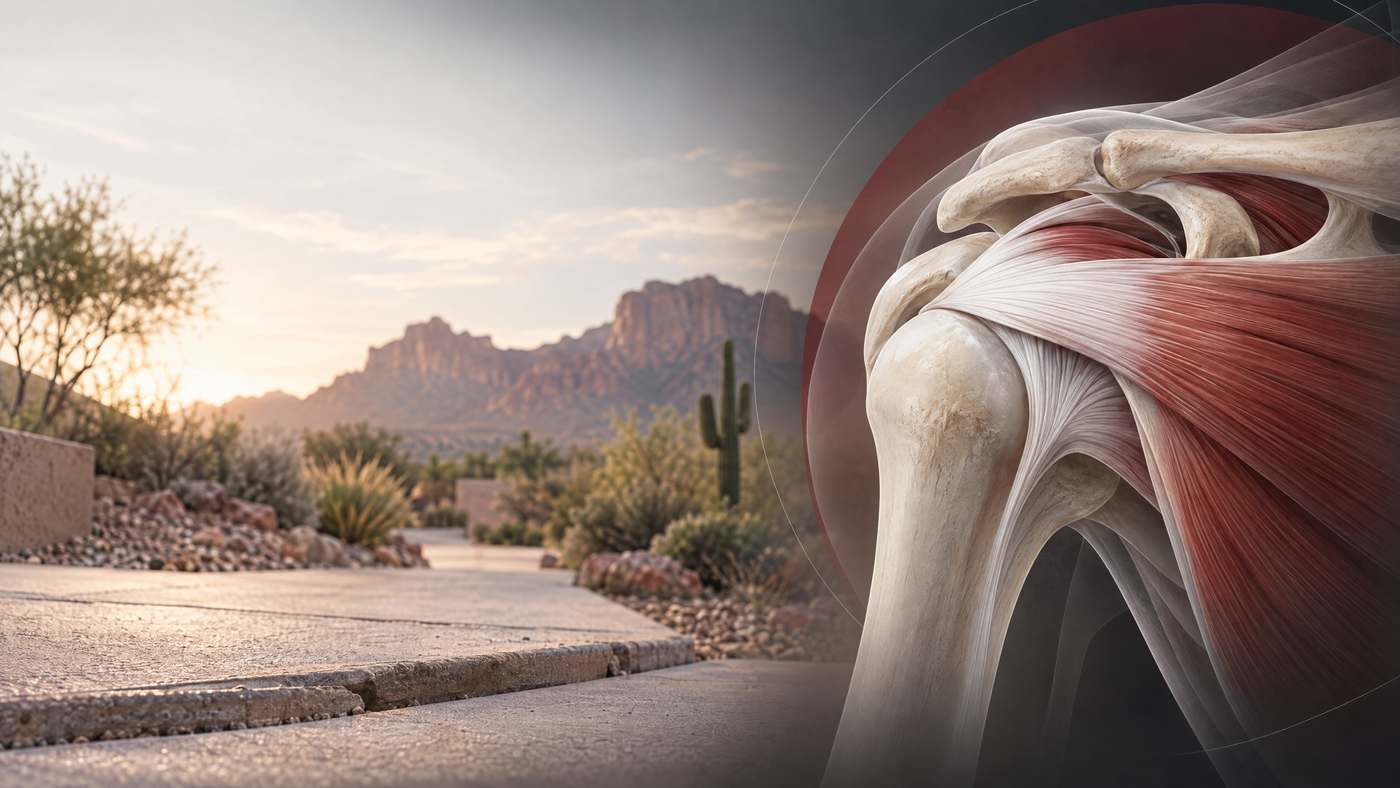 Arizona fall and shoulder injury educational illustration