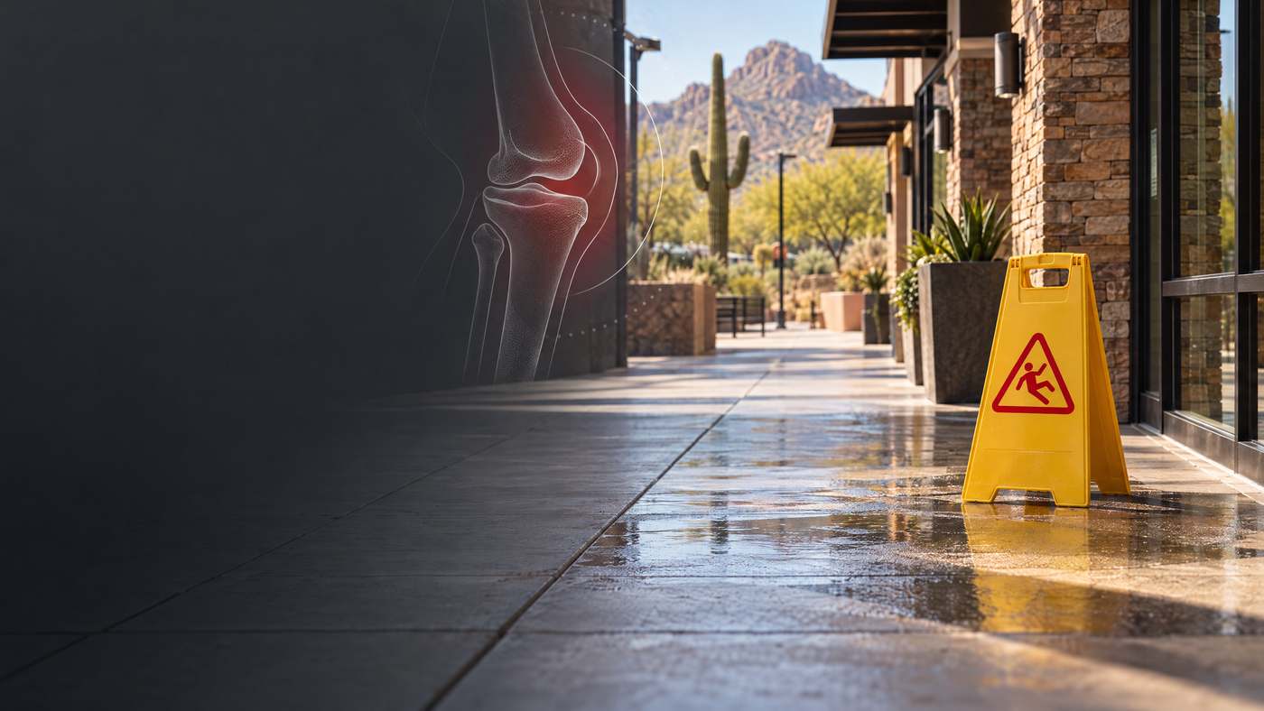 Arizona fall hazard and knee injury evidence illustration
