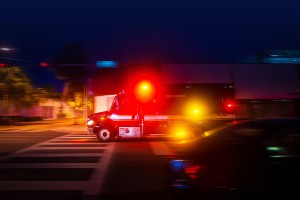 ambulance flashing lights night