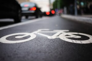 painted bicycle marking on road