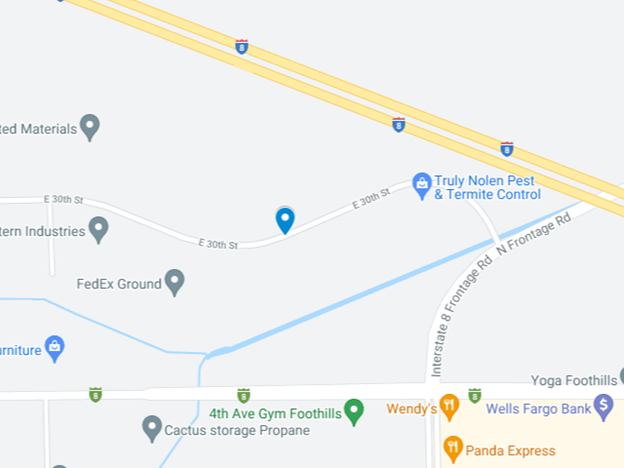 google map image of yuma near semi-truck crash