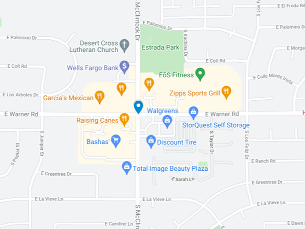 google map of mcclintock drive and east warner road