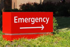 red sign or emergency room