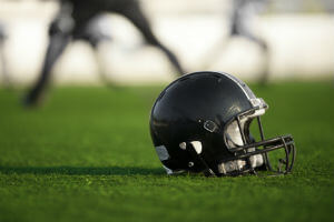 football helmet on grass field