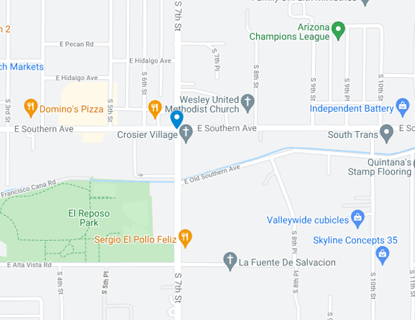 Map of Wesley United Methodist Church area in Phoenix