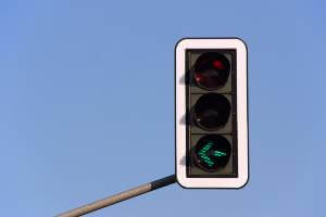 electronic turn signal in blue sky