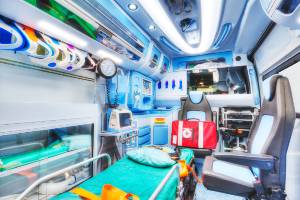 wide shot of inside of ambulance