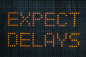 Stock image of traffic delays sign