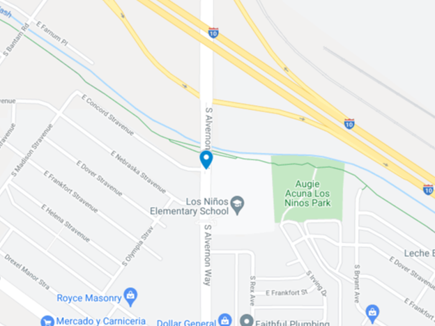 google map img of Alvernon SE Tucson-site of pedestrian crash