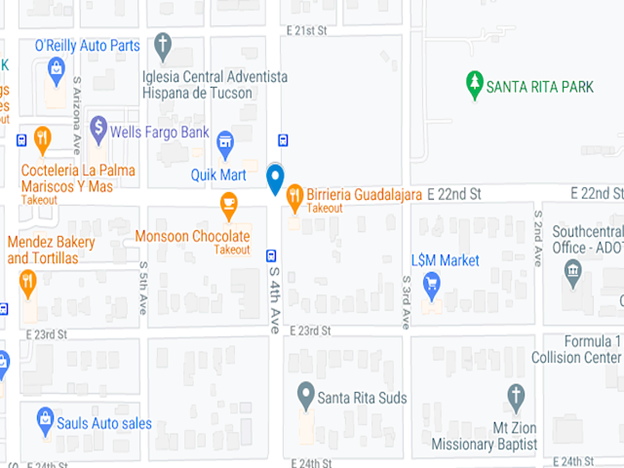 Map of East 22nd and 4th Ave in South Tucson