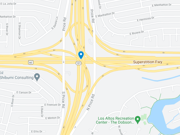 map of area at Loop 101 in Tempe
