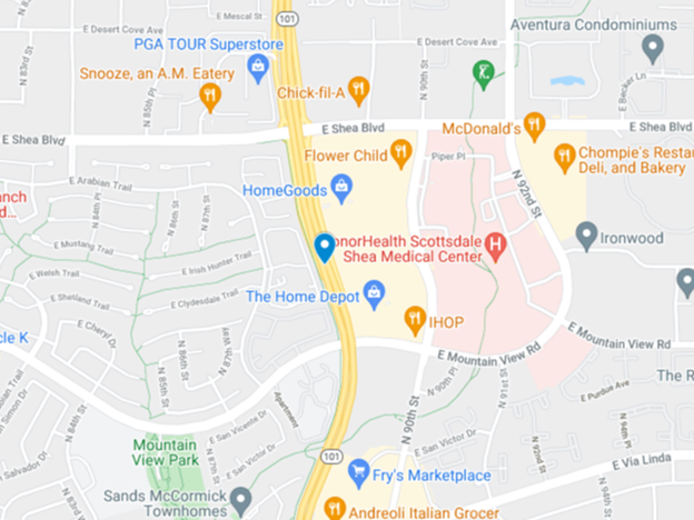 google map img loop 101 in Scottsdale near Shea Blvd