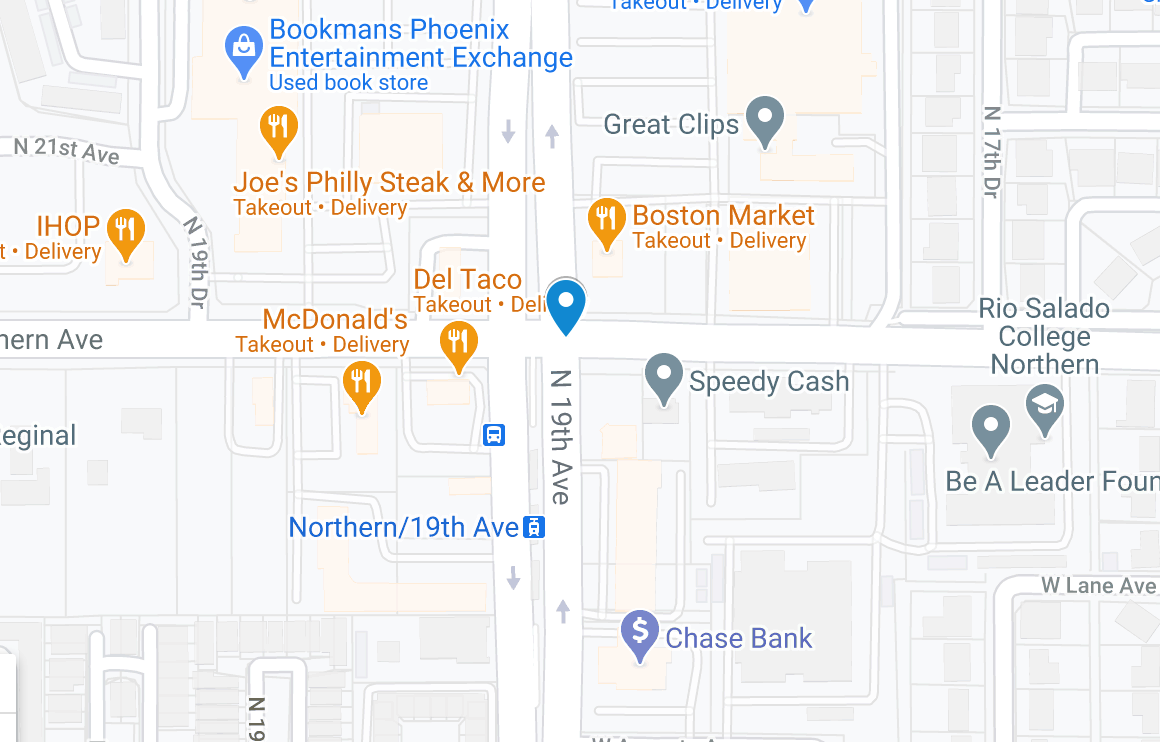 map showing north 19th avenue and northern avenue in phoenix