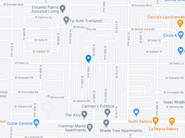 google map of 59th Ave and W Palm Ln in West Phoenix