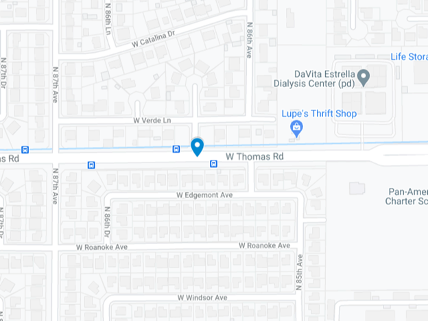 map of area at 86th Drive and Thomas Road in Phoenix