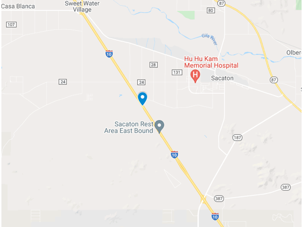 map of I-10 outside of Sacaton in Phoenix