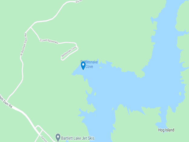 Map showing area around Bartlett Lake
