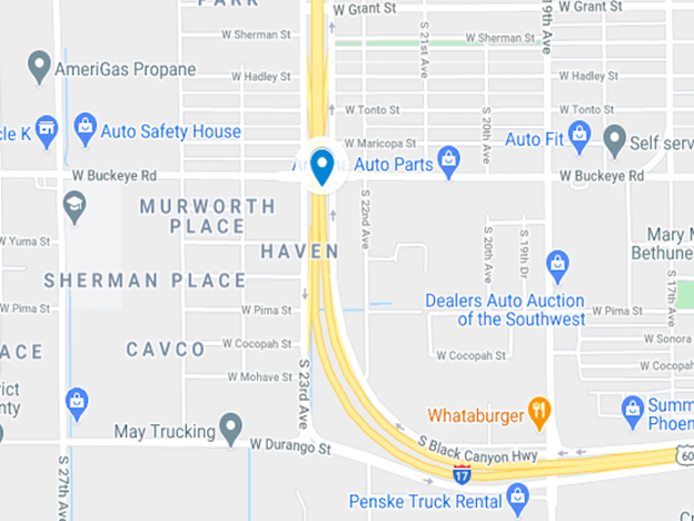 google map showing I-17 near pedestrian crash site