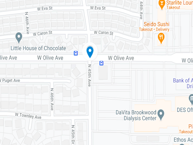 Map Showing intersection of N Olive and W 45th Ave
