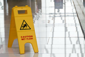 sign warning of wet floor