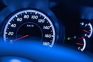 speedometer lit up in blue