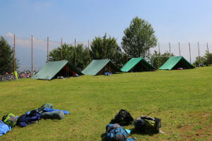 hill with tents