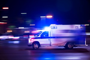 ambulance transporting critically injured crash victims