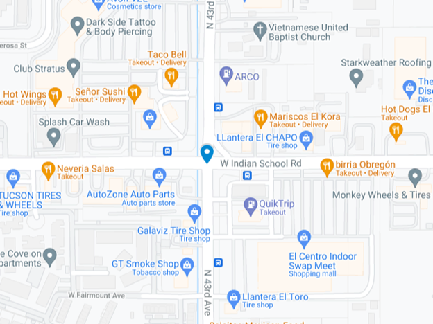 map - intersection at 43rd Ave and Indian School Rd