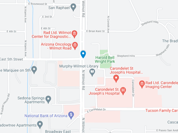 google map of tucson rollover crash site